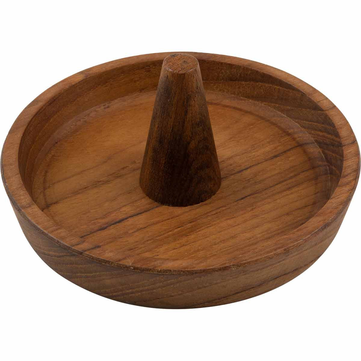 Round Teak Jewelry Dish