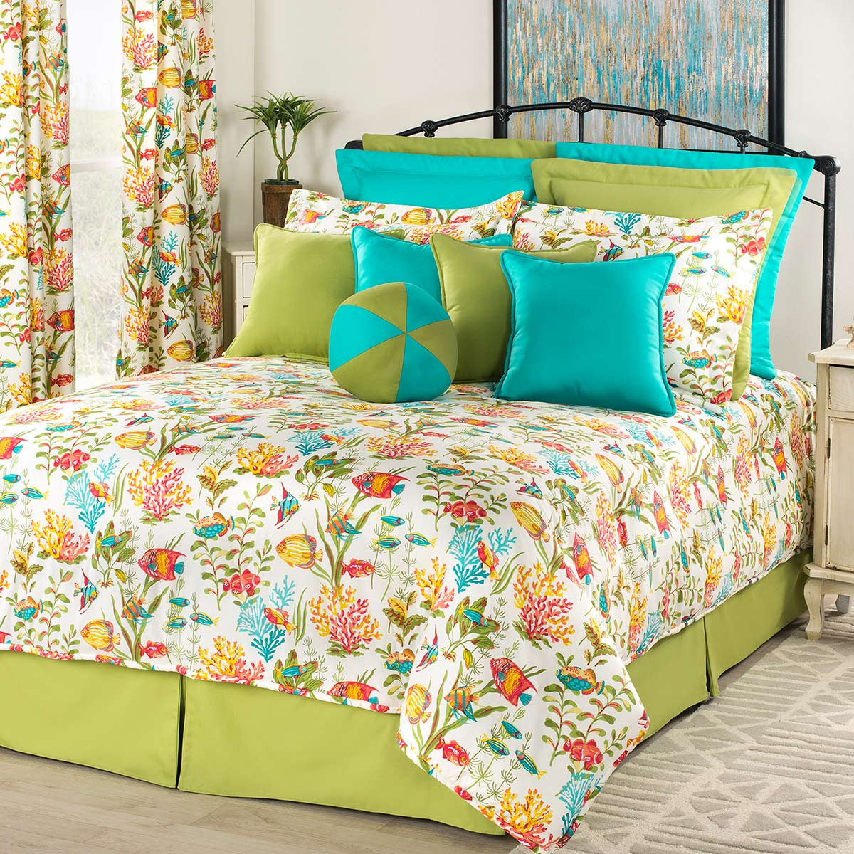 Reef Jubilee Comforter Set with 15 Inch Drop Bedskirt - Cal King