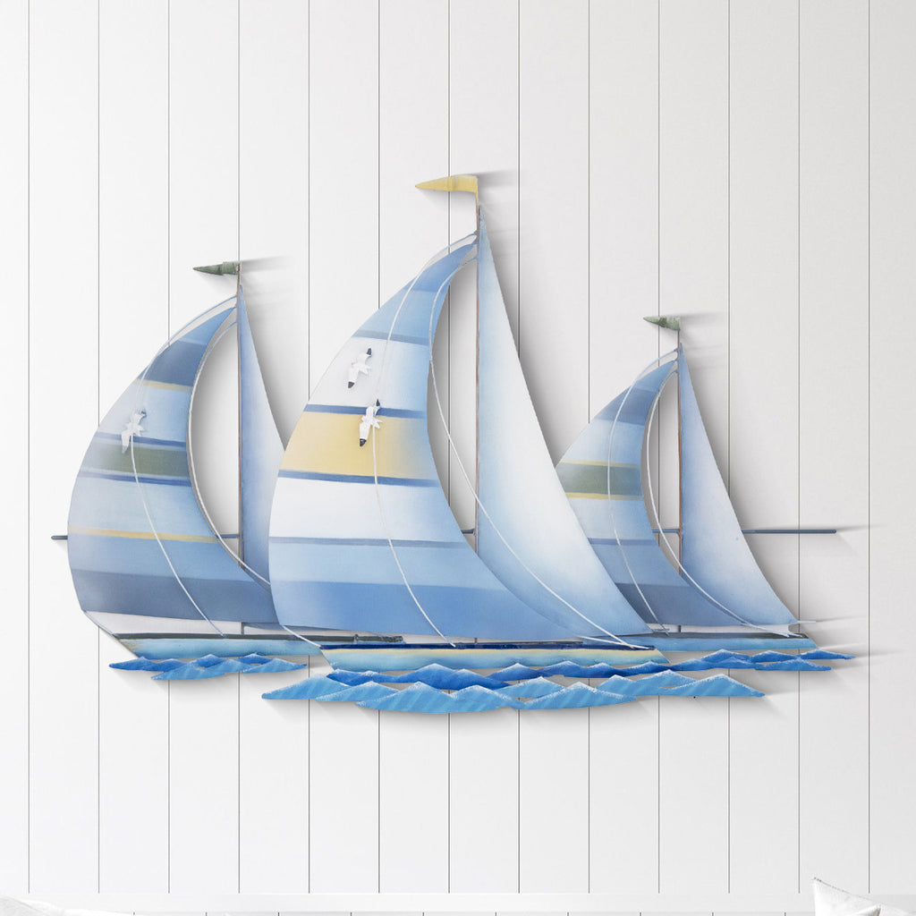 Blue Striped Regatta Metal Wall Art - OUT OF STOCK UNTIL 07/10/2026