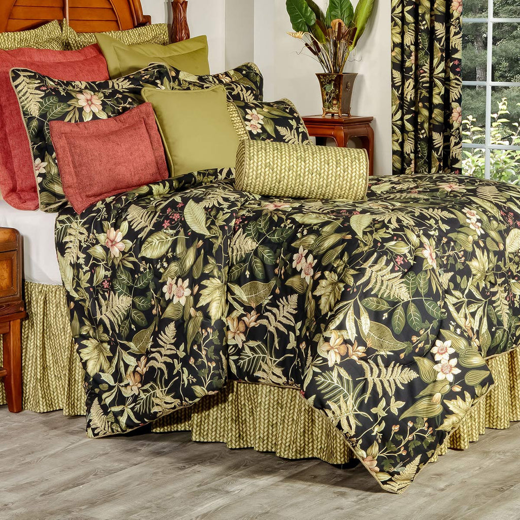 Tropical Noir Comforter Set with 15-Inch Bedskirt - Cal King