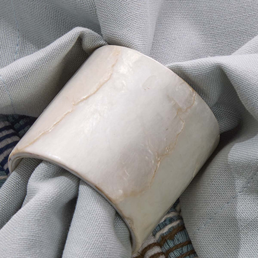 Pearlized Seashell Napkin Rings - Set of 4