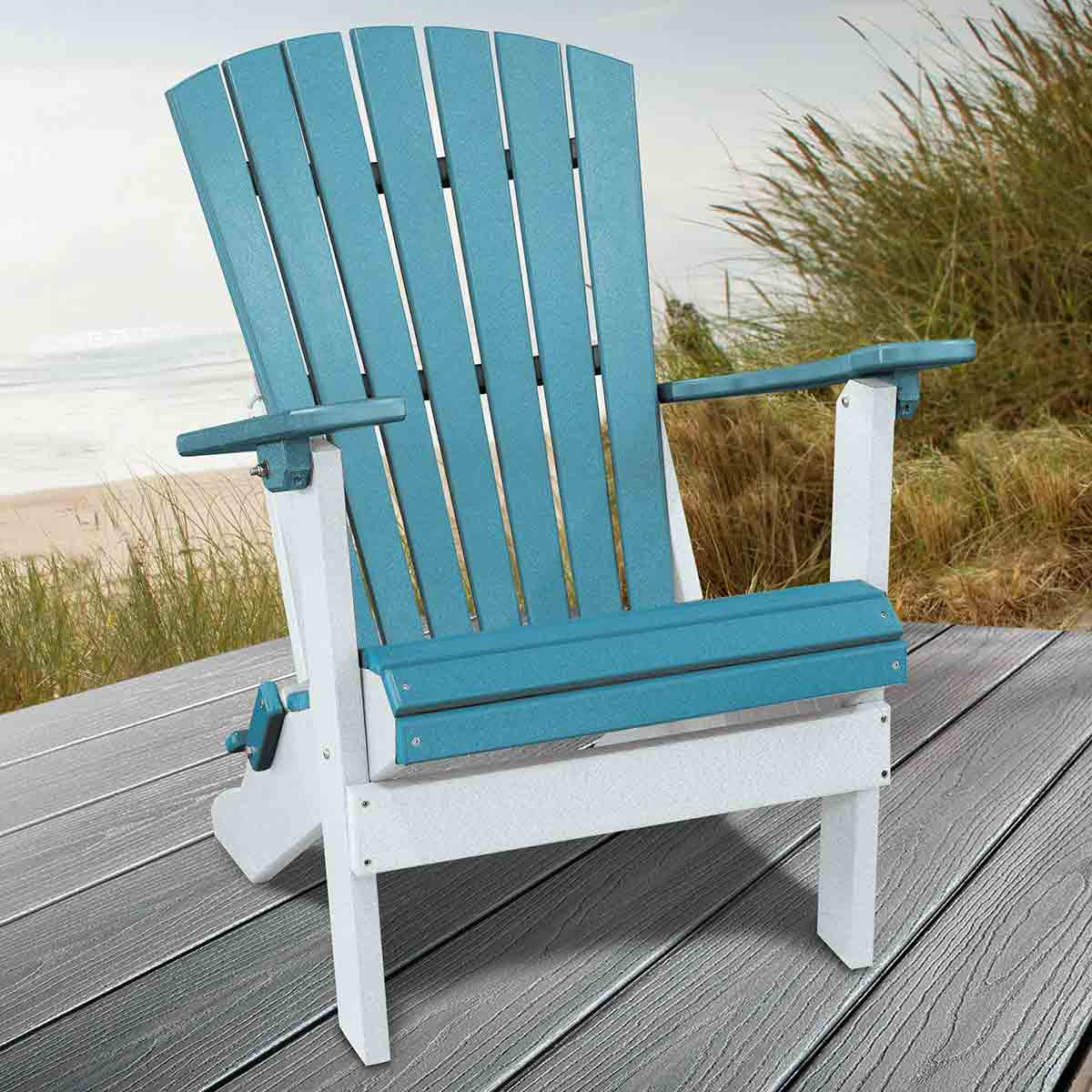 Bayside Adirondack Folding Chair - Aruba Blue & White - OUT OF STOCK UNTIL 07/08/2026