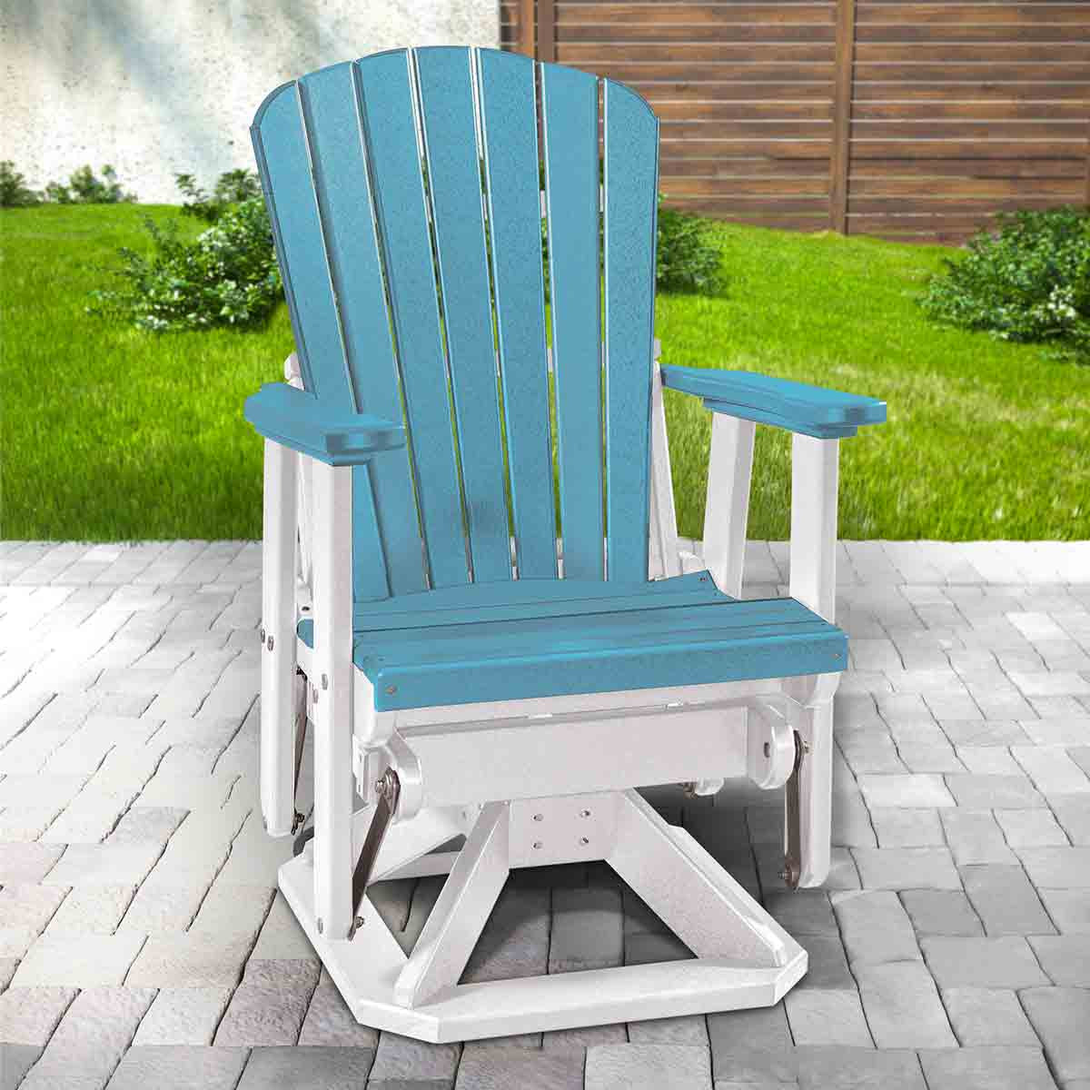Bayside Adirondack Swivel Glider - Aruba Blue & White - OUT OF STOCK UNTIL 07/08/2026