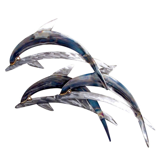 Three Blue Dolphins Wall Art - OUT OF STOCK UNTIL 08/26/2026
