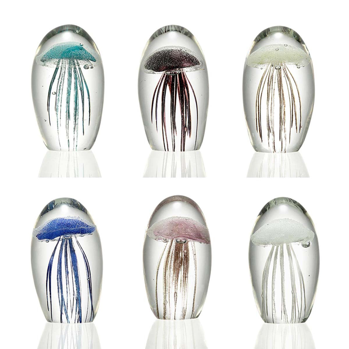 Mini Tropical Jellyfish Art Glass - Set of 6