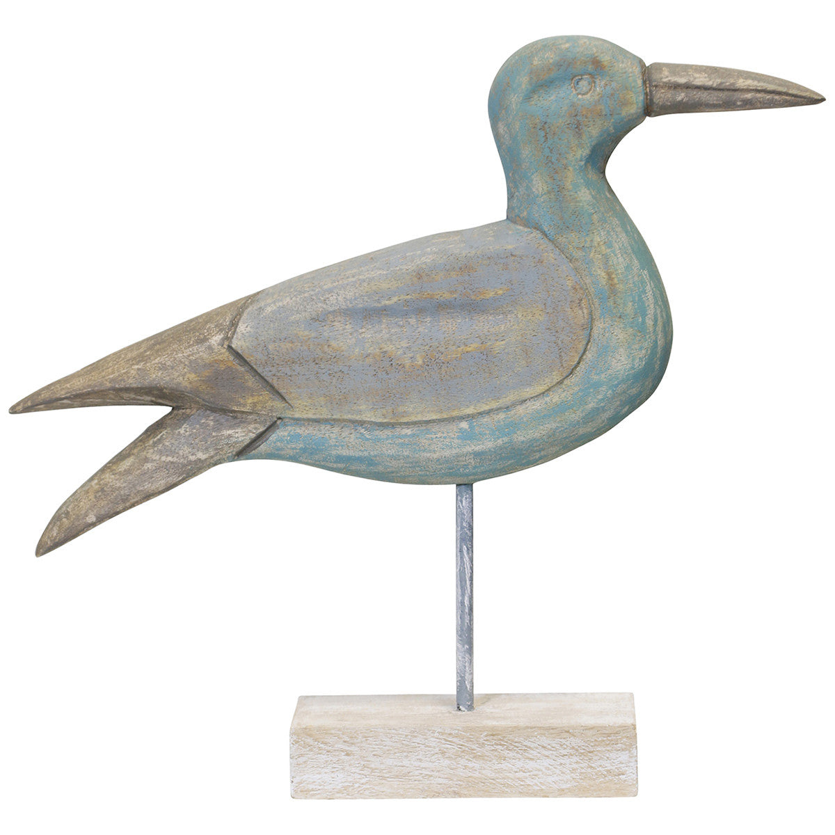 Carved Wood Crane Sculpture
