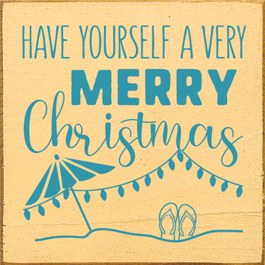 Very Merry Beach Christmas Wood Sign