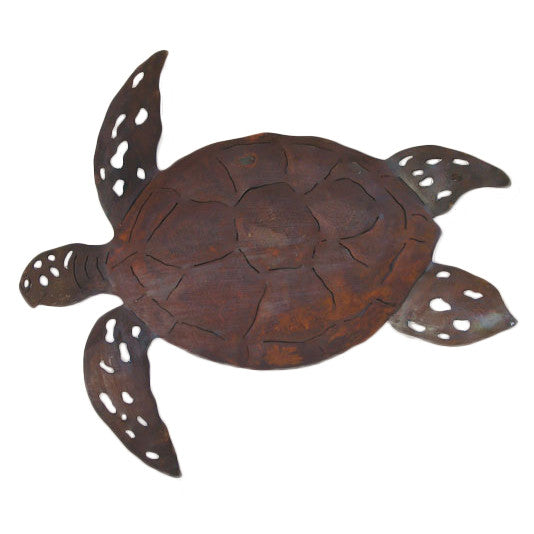 Oxidized Metal Sea Turtle Wall Art - Small