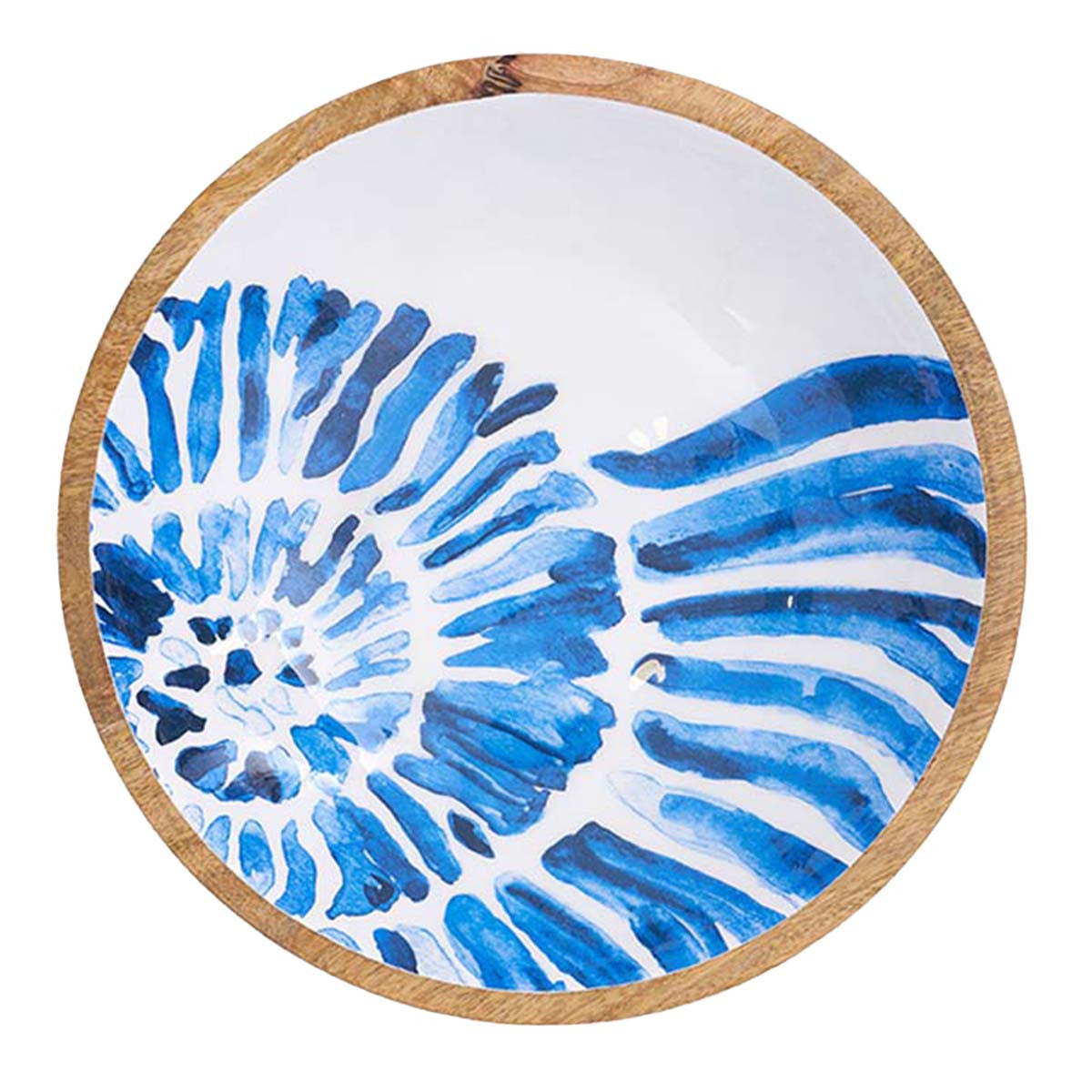 Blue Seashell Wooden Bowl - Medium - Set of 2