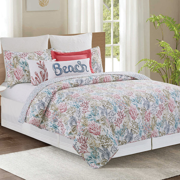 Colorscape Coral Quilt Bed Set - Full/Queen