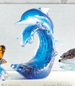 Dolphin Wave Rider Glass Sculpture