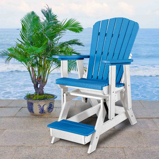 Bayside Adirondack Balcony Glider - Blue & White - OUT OF STOCK UNTIL 07/08/2026