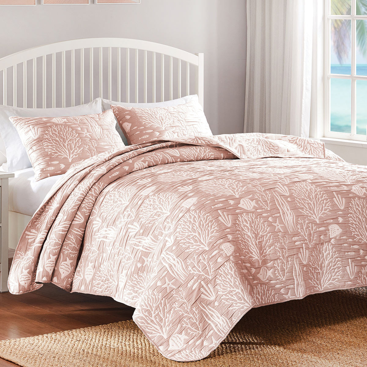 Coral Reef Blush Coverlet Bed Set - King - OVERSTOCK