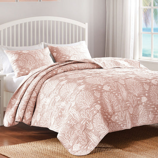 Coral Reef Blush Coverlet Bed Set - King - OVERSTOCK