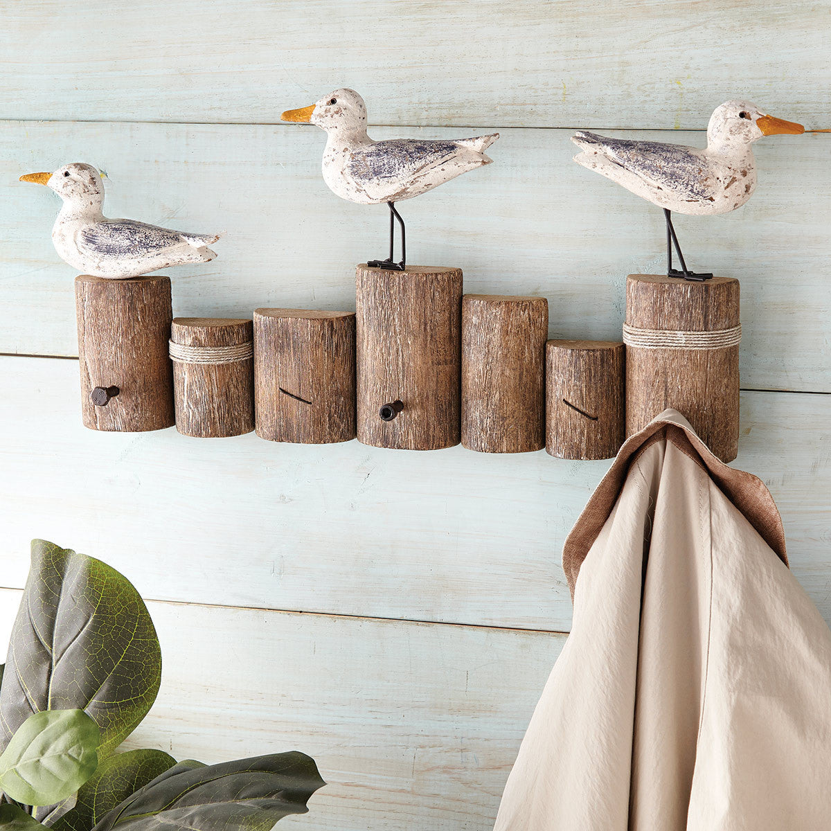 Seabirds Wood Coat Rack