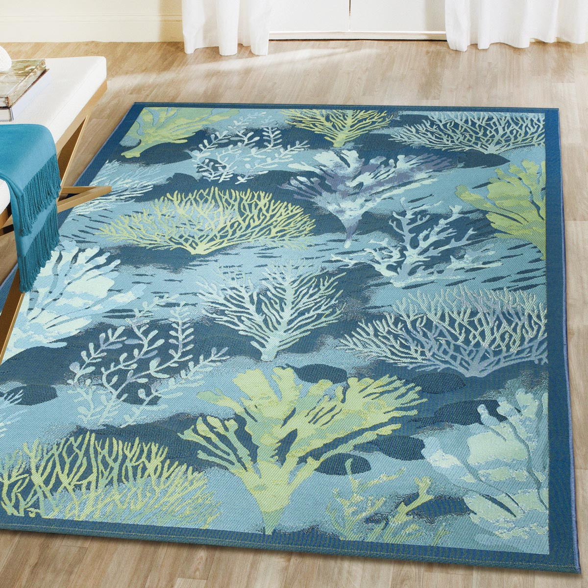 Ocean Coral Indoor/Outdoor Rug - 2 x 8