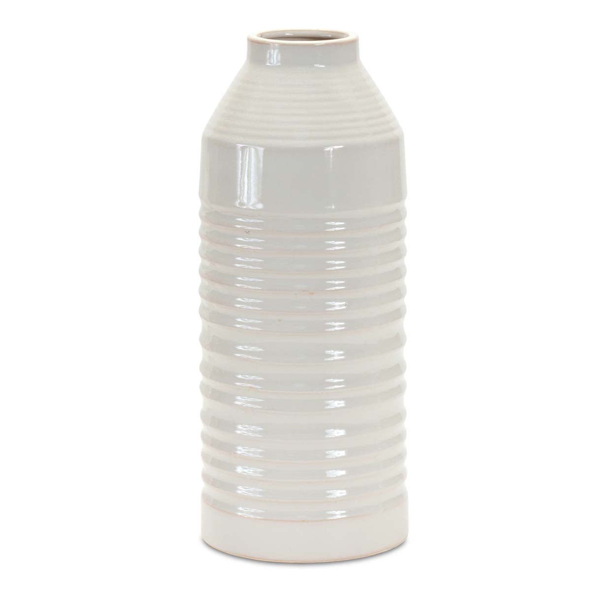 Pearl Earthenware Ribbed Vase - Large
