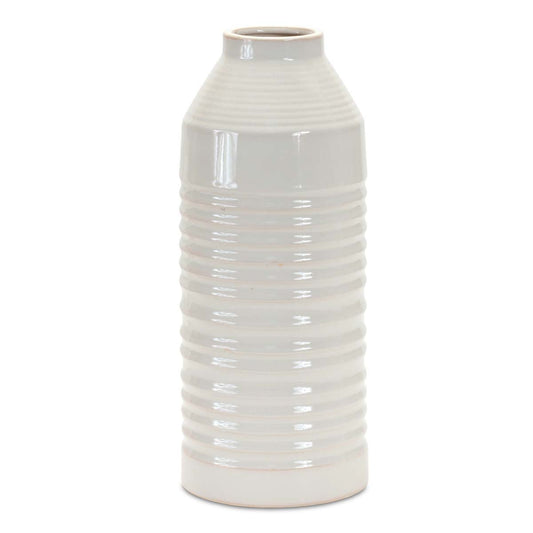 Pearl Earthenware Ribbed Vase - Large