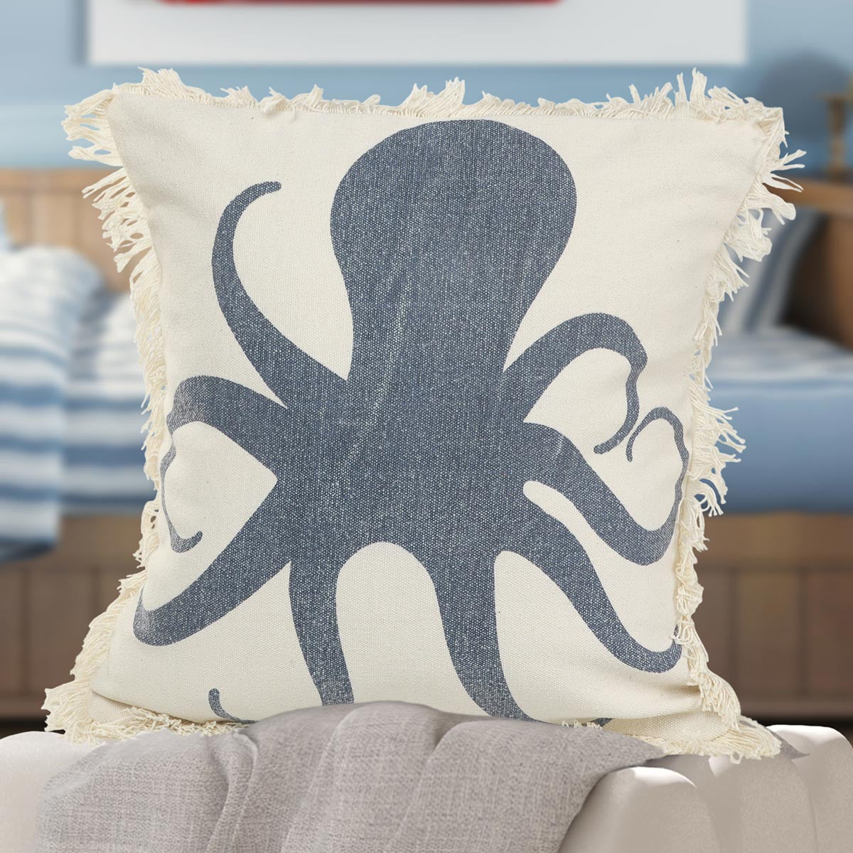 Indigo Octopus Pillow