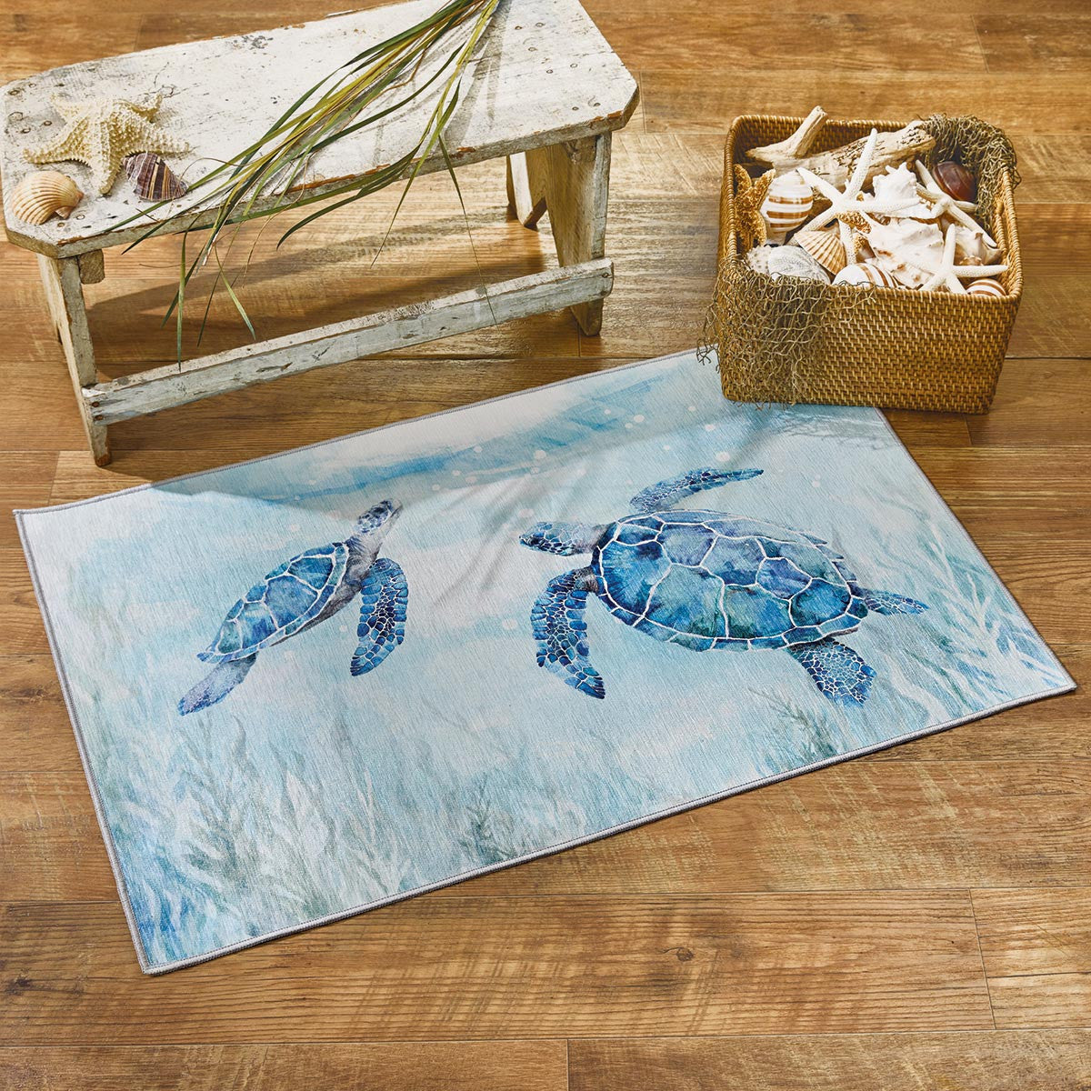 Sea Turtle Swim Accent Rug