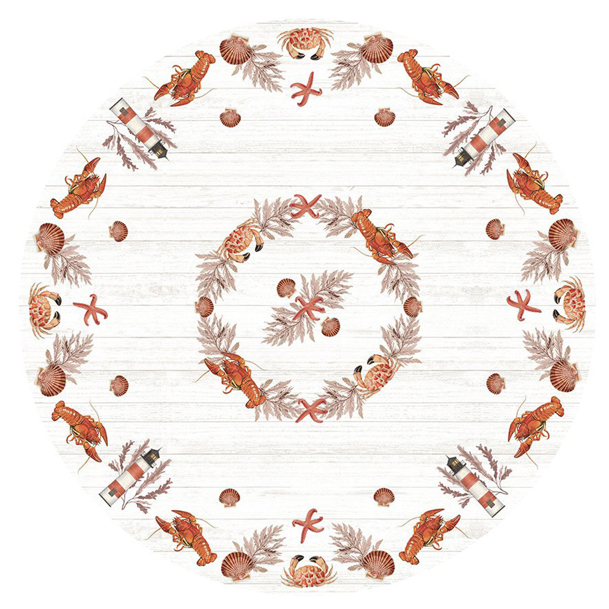 Lighthouse Feast Tablecloth - 70 Inch Round