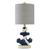 Blue Anchor Table Lamp with Striped Shade