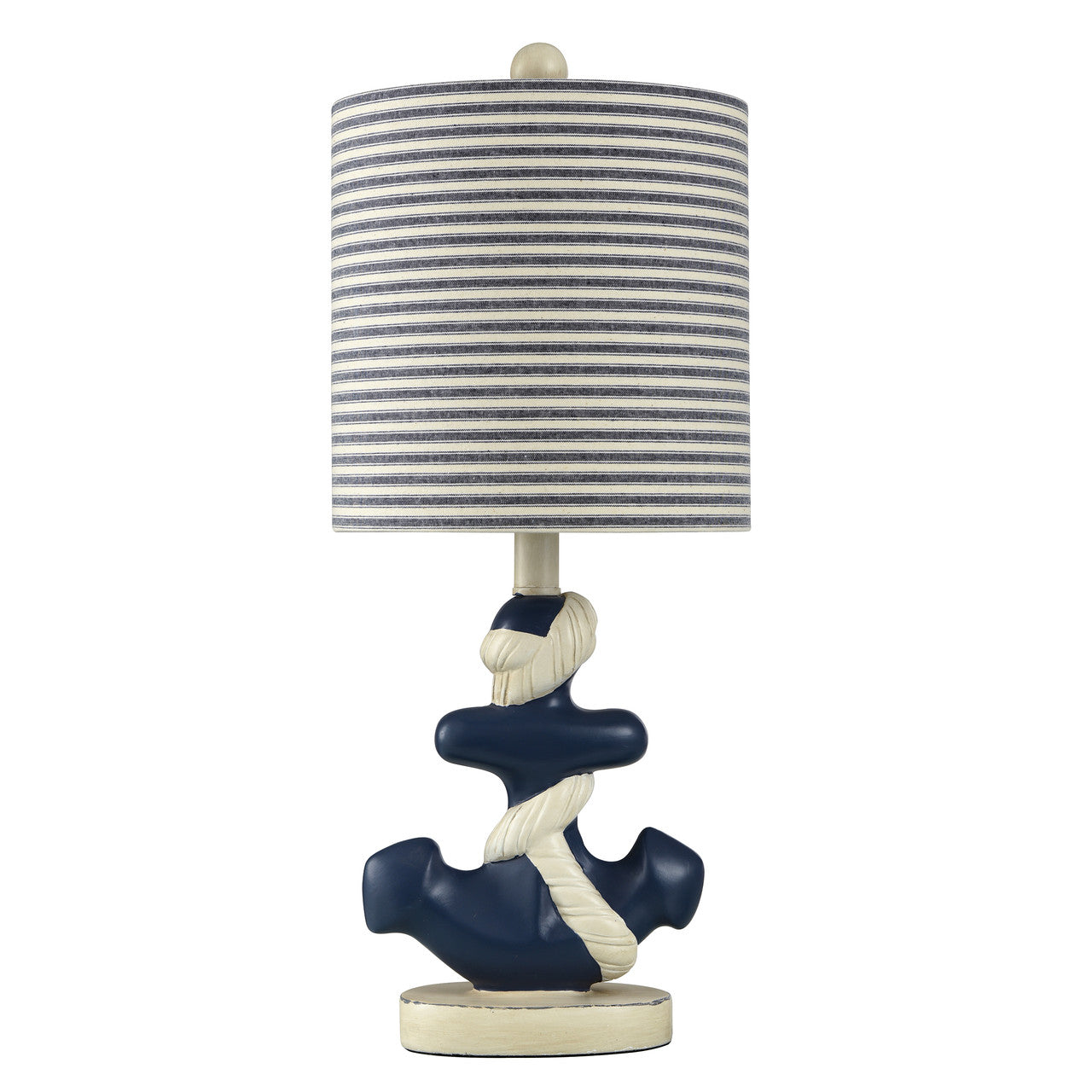 Blue Anchor Table Lamp with Striped Shade