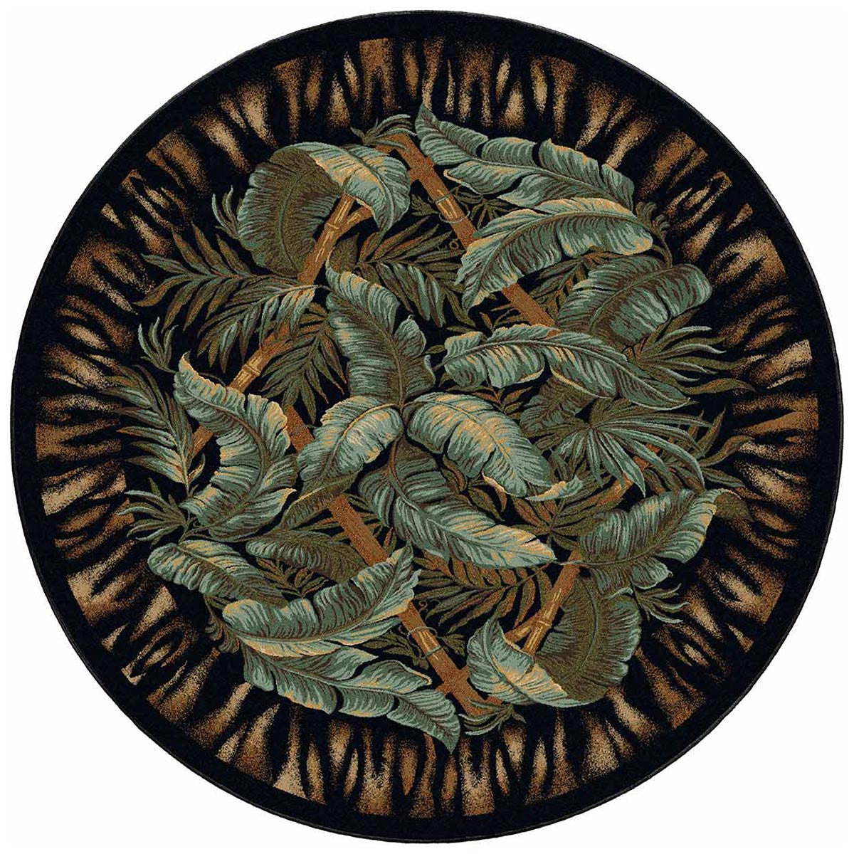 Tropical Bounty Black & Green Rug - 8 Ft. Round