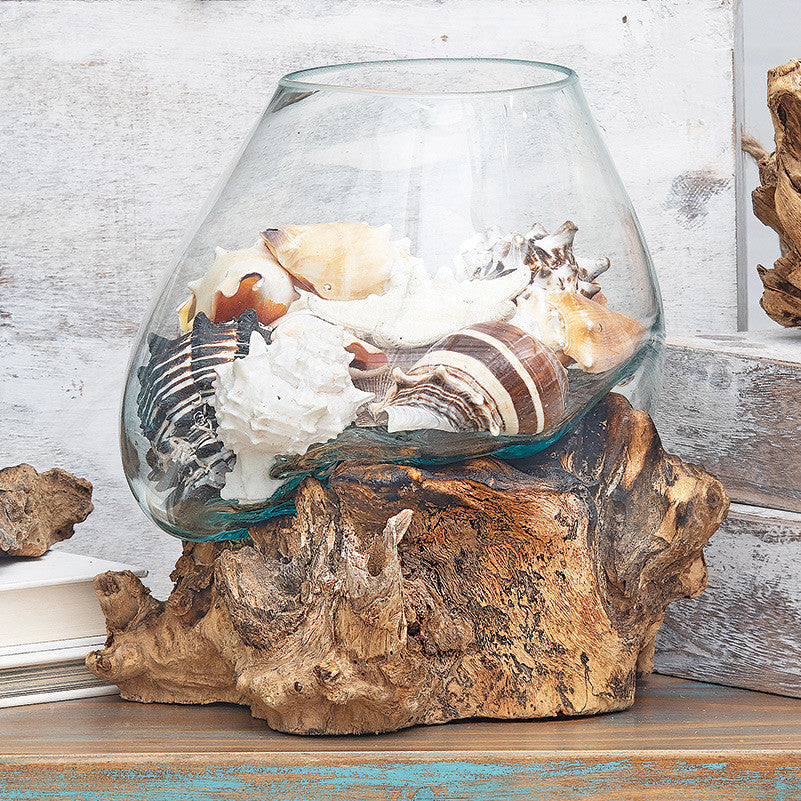 Organic Blown Glass & Root Bowl - Medium