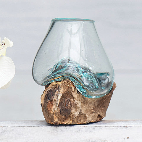 Organic Blown Glass & Root Bowl - Small