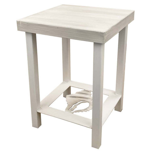White Conch Square End Table
