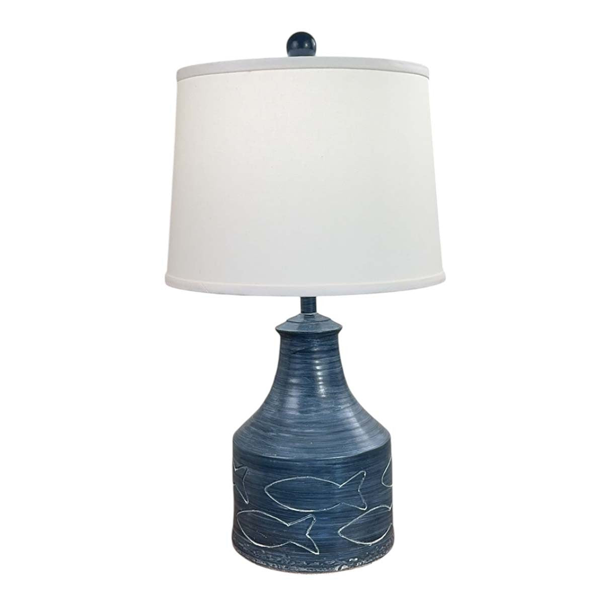 Etched Fish Table Lamp - Blue
