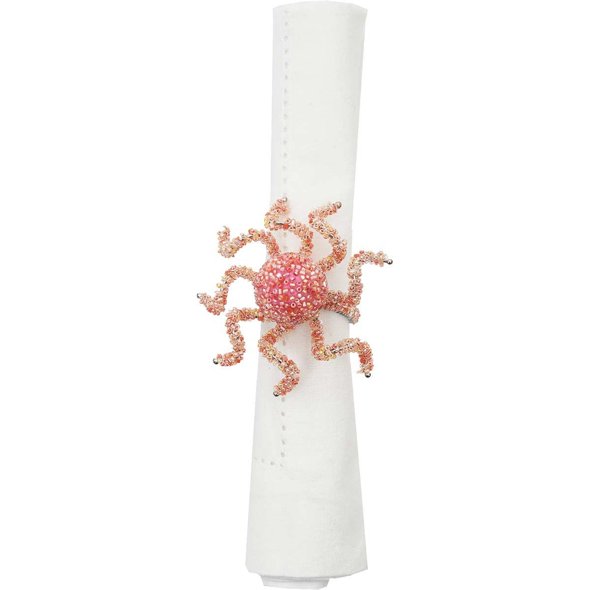 Beaded Coral Octopus Napkin Rings - Set of 6