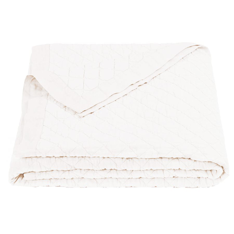 Vintage White Linen Quilt - Full/Queen