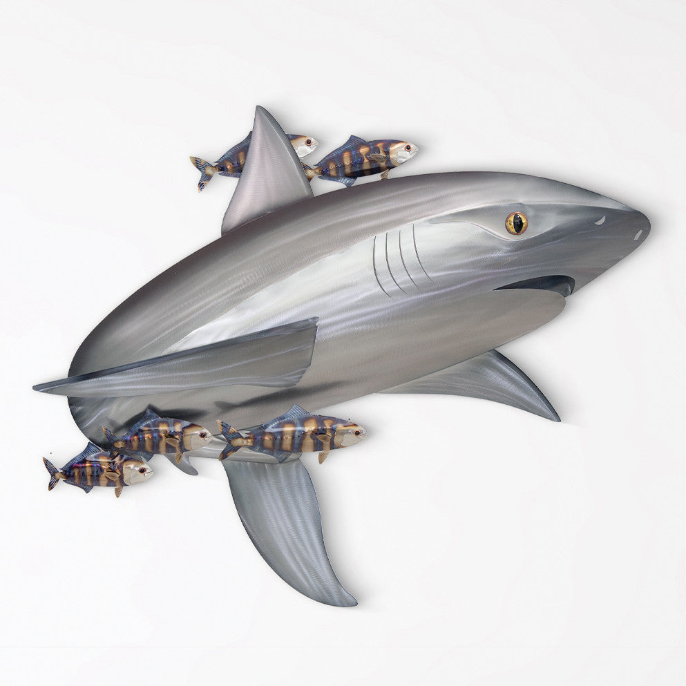 Silver Shark Metal Wall Art