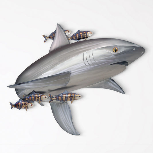 Silver Shark Metal Wall Art