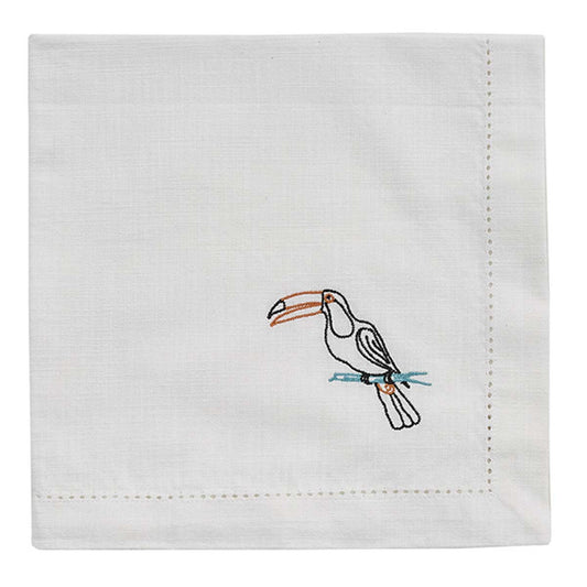 Outlined Toucan Embroidered Napkins - Set of 4