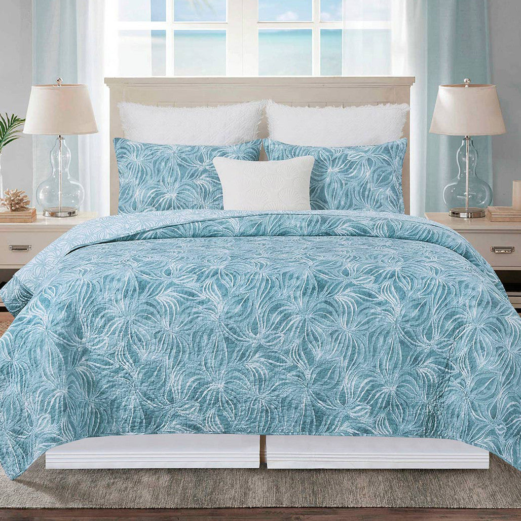 Blue Tropics Quilt Set - Twin