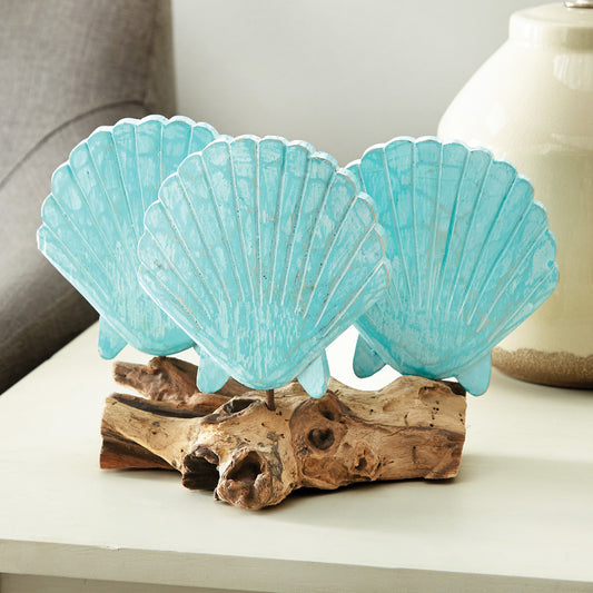 Scallop Trio Driftwood Sculpture