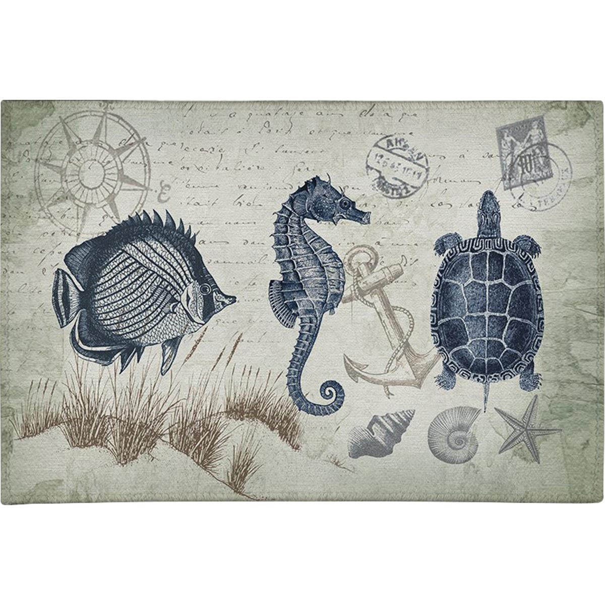 Sea Life Postcard Chenille Rug - 5 x 7