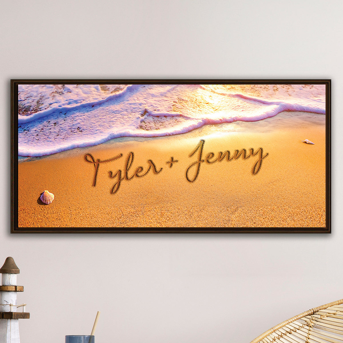 Seaside Romance Personalized Framed Canvas