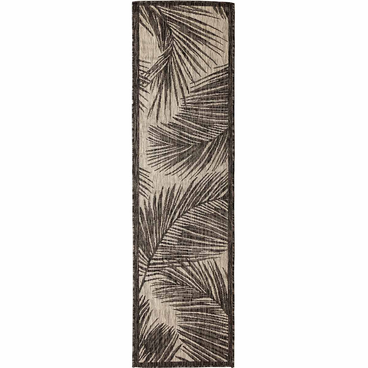 Hermosa Fronds Black Indoor/Outdoor Rug - 2 x 8