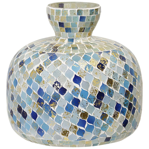 Mykonos Blue Mosaic Vase - 9 Inch