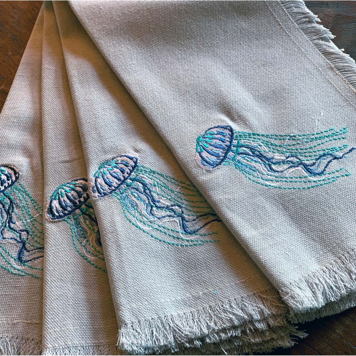 Blue Jellyfish Napkins - Set of 4
