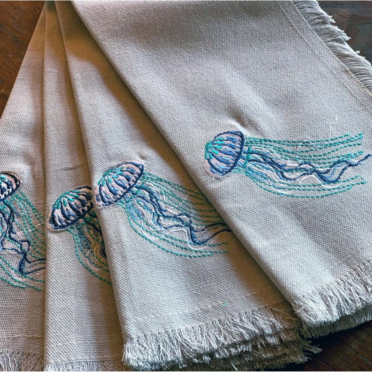 Blue Jellyfish Napkins - Set of 4