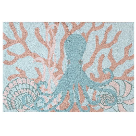 Undersea Octopus Washable Accent Rug