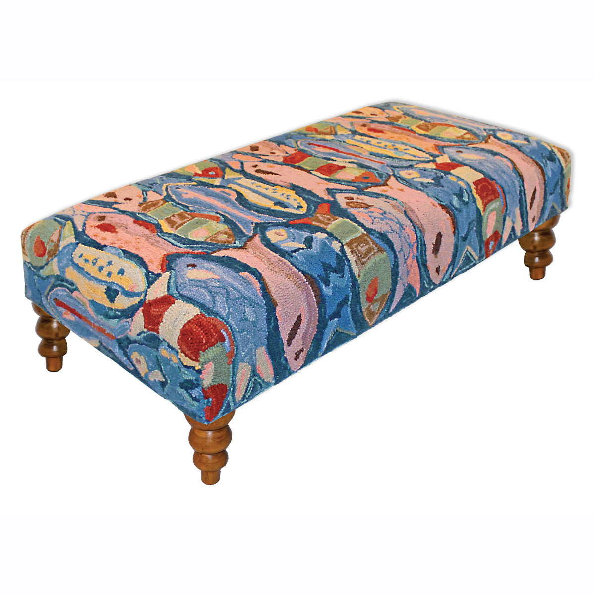 Swimming Fish Hooked Wool Bench