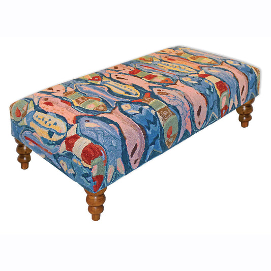 Swimming Fish Hooked Wool Bench