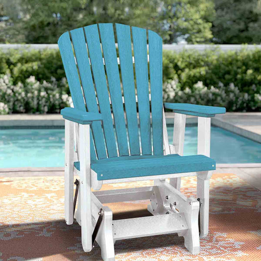 Bayside Adirondack Glider - Aruba Blue & White - OUT OF STOCK UNTIL 07/08/2026