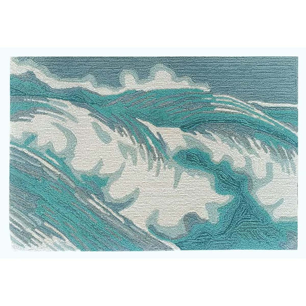 Coastline Curl Turquoise Indoor/Outdoor Rug - 20 x 30